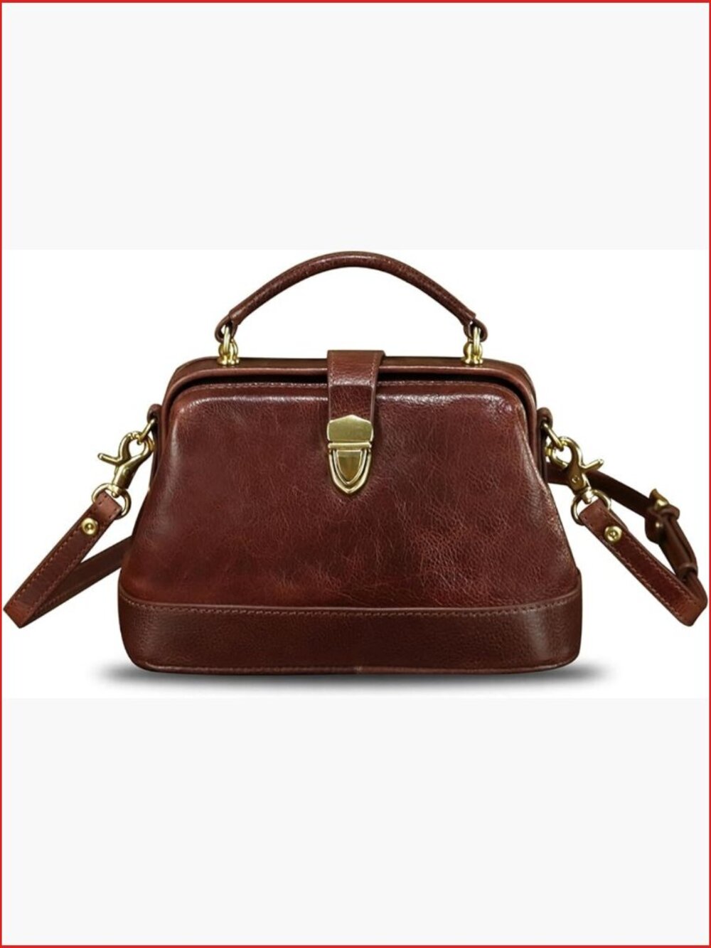 Genuine Leather Small Satchel Crossbody Bag Vintage Doctor Style